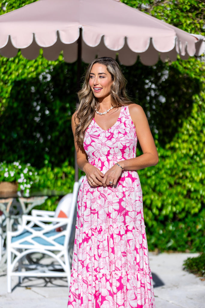 Amanda Dress / Hot Pink Floral - Walker & Wade