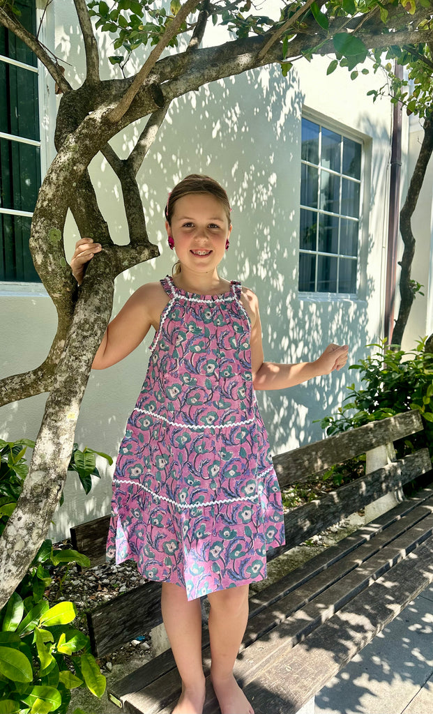 Girls Daisy Ric Rac Sundress  - Pink Paradise - The Kemble Shop