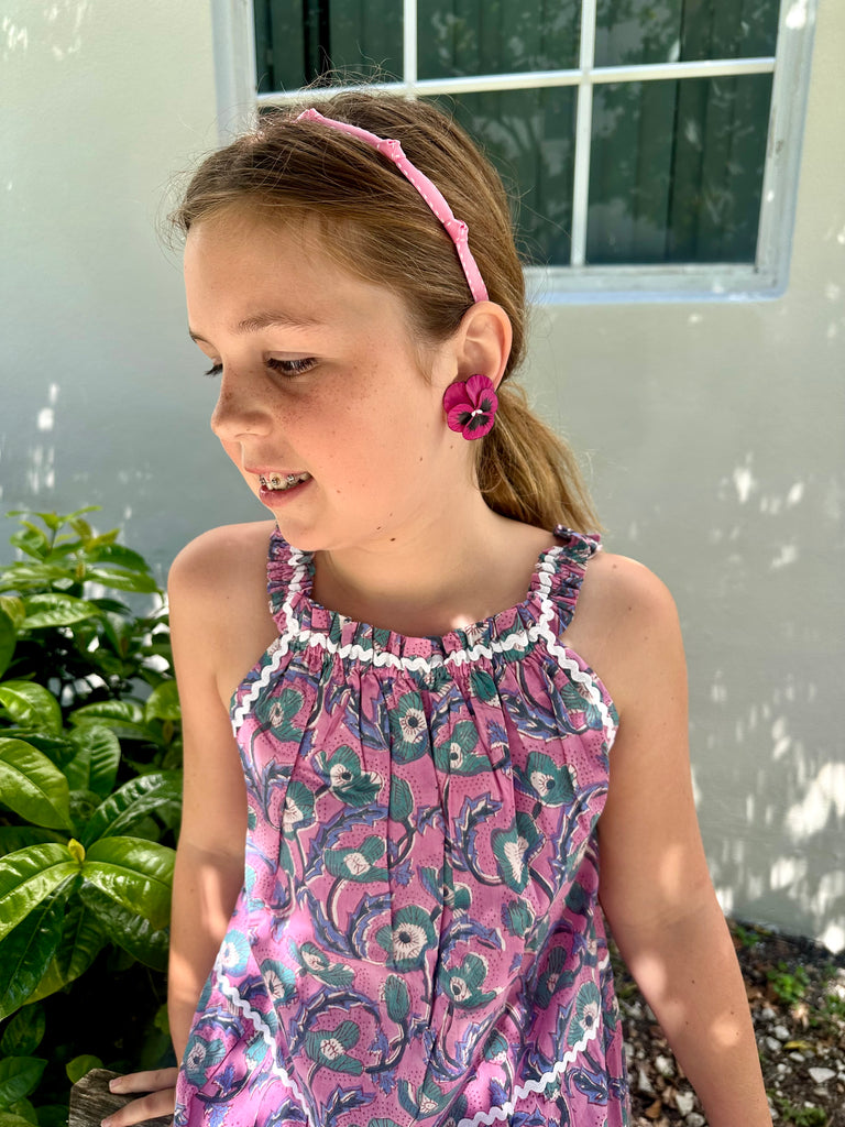 Girls Daisy Ric Rac Sundress  - Pink Paradise - The Kemble Shop