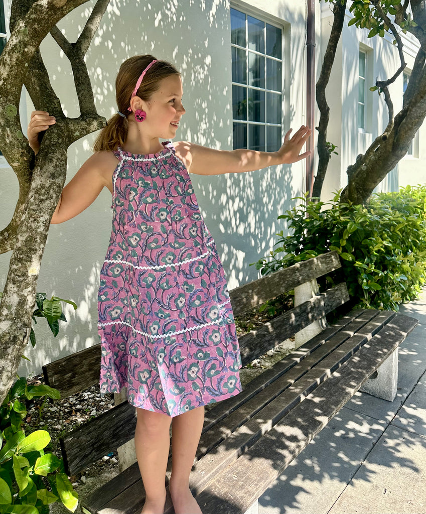 Girls Daisy Ric Rac Sundress  - Pink Paradise - The Kemble Shop