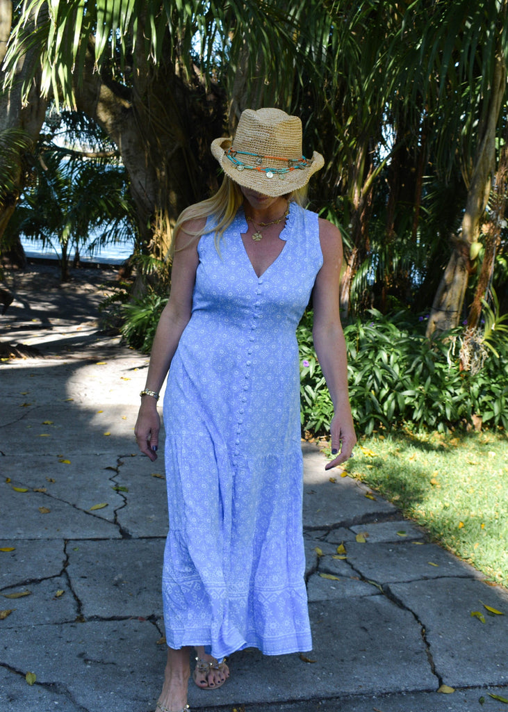 Periwinkle Geo- Harper Dress - Walker and Wade