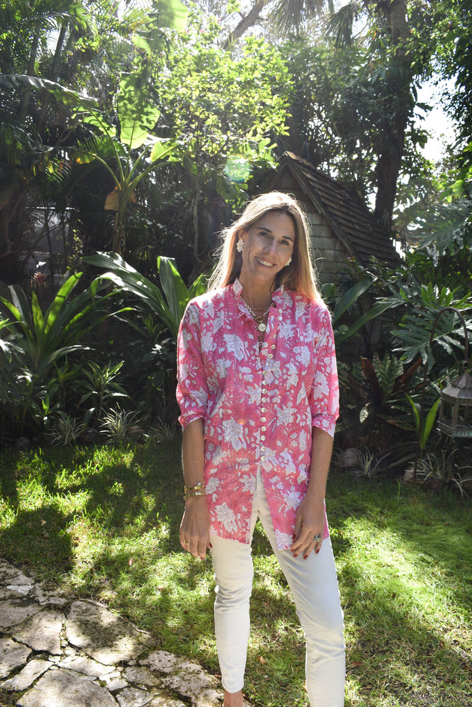 Palm Beach Tunic - Deep Pink Floral