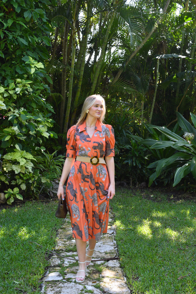 Dizzy Lizzie - Montauk Dress Orange Cheetah