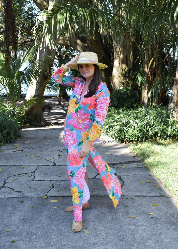 Seychelles Dress-Kaftan / Turquoise Fuschia - Walker & Wade