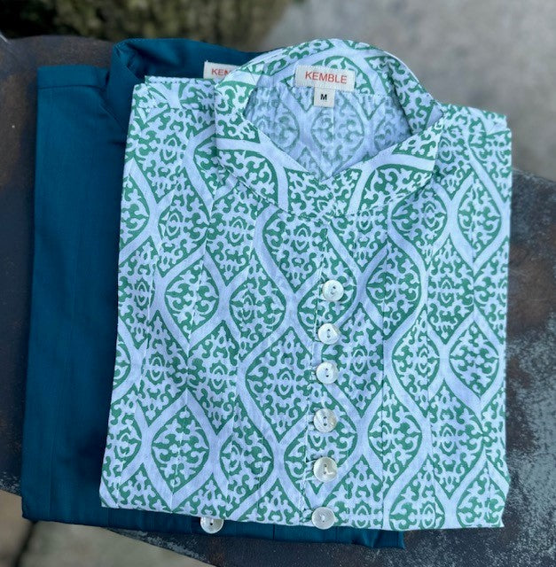 Palm Beach Tunic -Green and White Teardrop