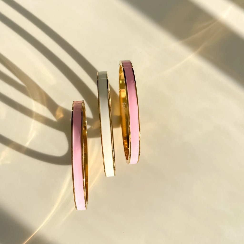 Idalia - Pink/White/Black Enamel Gold Cuffs