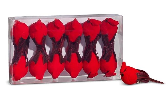 Box of Cardinals - 12 Clip on Cardinal Ornaments