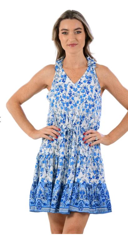 Caitlin Dress / Cobalt Floral - Walker & Wade