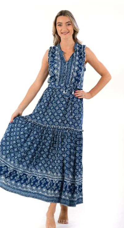 Alexis Dress / Indigo Geo - Walker & Wade - The Kemble Shop