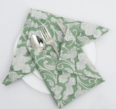 Sage Green Hand Block Print Napkins (set of 6)