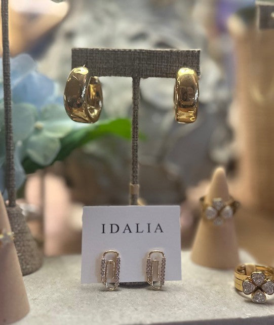 Paperclip Pave Stud Earrings - Idalia