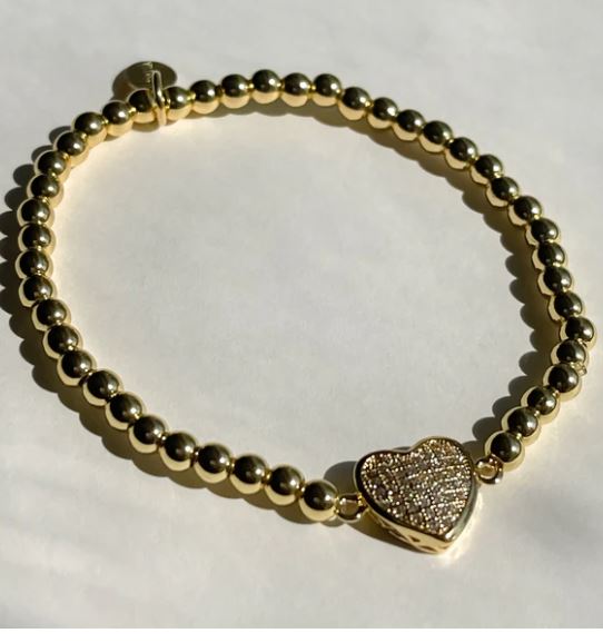 Idalia Pavé Heart Bauble Slip On Bracelet