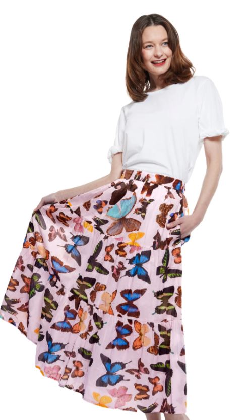 Woodstock Skirt / Pink Butterfly - Dizzy Lizzie - The Kemble Shop