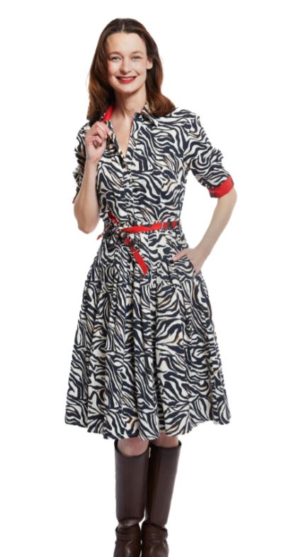 Mrs Maisel Dress / Black & White Zebra - Dizzy Lizzie