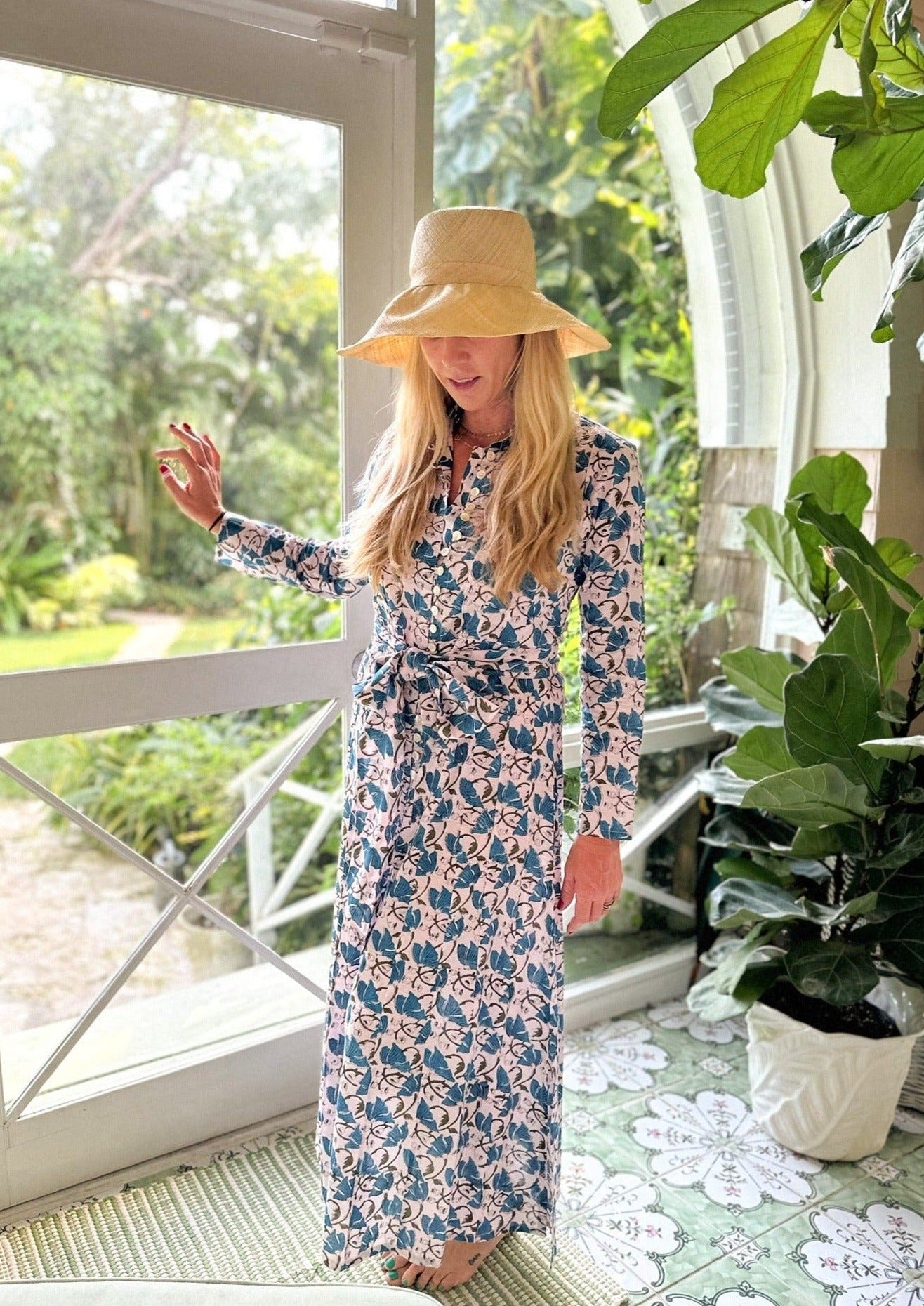 Palm Beach Tunic Dress - Royal Poppy Garden