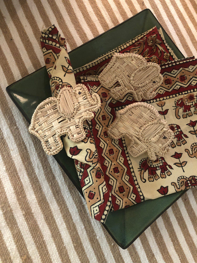 Iraca Palm Elephant Napkin Holders (6) - The Kemble Shop